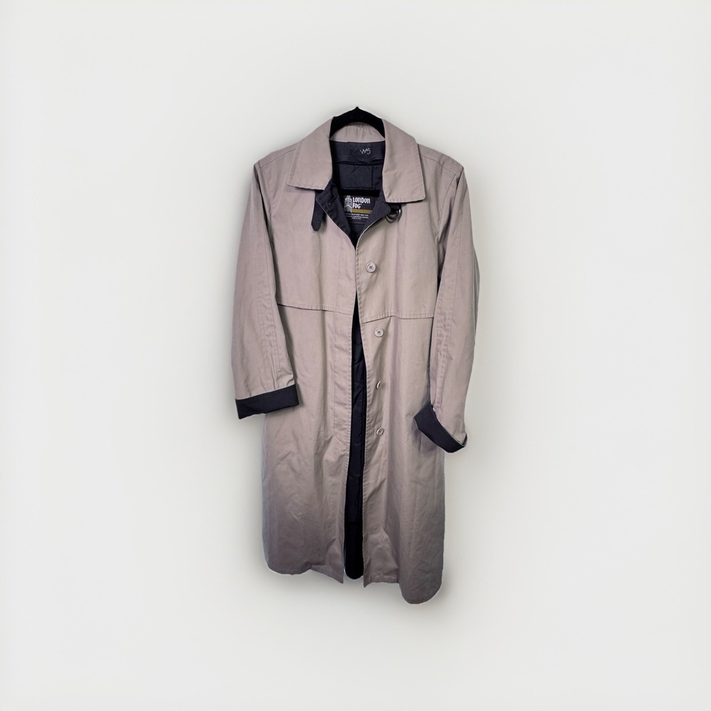 Vintage London Fog Khaki Trench Coat Womens 12 Petite Thinsulate Liner USA Made